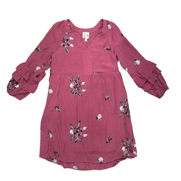 Fig and Flower Women’s Size Small Floral Embroidered Long Sleeve Mini Dress - Picture 1 of 6